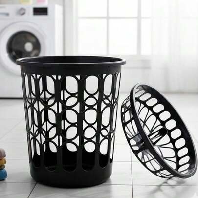 Cesto de Roupas Redondo Telado Multiuso 30 Litros Preto