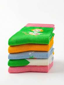 5双可爱卡通草莓儿童袜，透气休闲女童袜，适合1-16岁女孩，春夏秋季款 - 彩色 - 查看 5