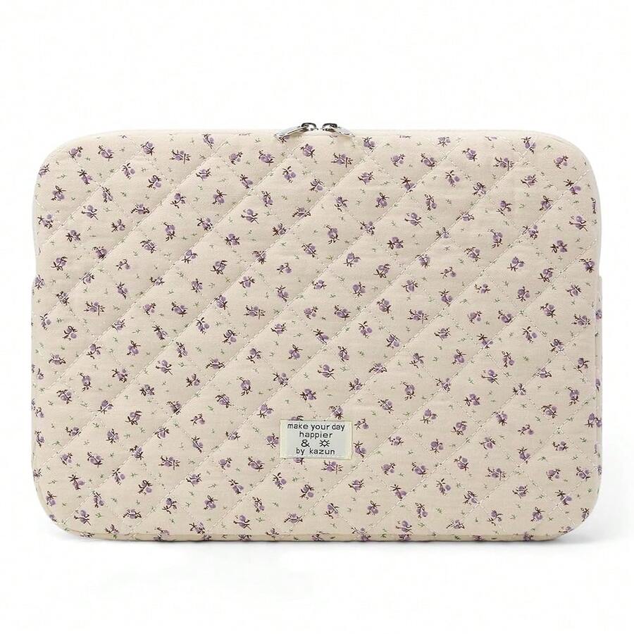 Puffy Laptop Sleeve 13-15.6 Inch Cute Quilted Laptop Protective Case Padded Floral Computer Sleeve For MacBook (A-Purple, 13 Inch) - A-Tím - Xem 1