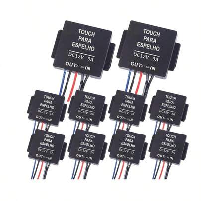 10 Interruptor Touch Sensor Para Espelho 12v Dimmer Bicolor Preto