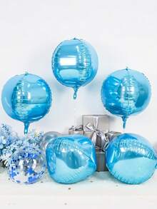 2/4/6 Stück blaue runde Aluminiumfolie Ballons, riesige 4D runde Ballons, 22 Zoll metallisch blaue Ballons, geeignet für Geburtstag, Hochzeit, Abschluss, Party Dekoration - Verschiedenfarbig - Übersicht 4