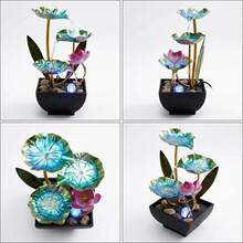 LUMIARTISAN 3-Tier USB Tabletop Fountain | Golden Lotus Leaf With Reflective Lighting | Zen Relaxation Gift - 綠色風格二 [95.65% 的人選擇它] - 查看 4