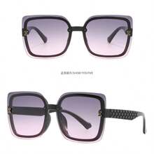 1pc Large Frame Ombre Studded Fashion Fashion Glasses, Street Style - Black - View 2