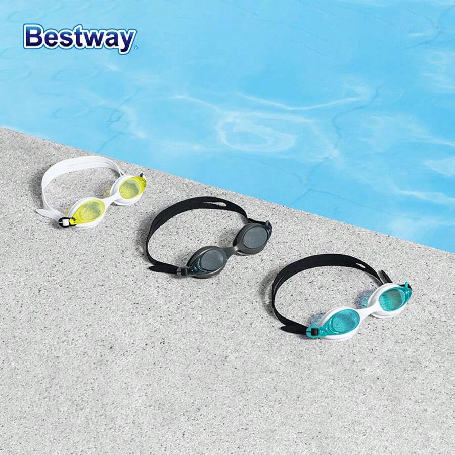 Bestway 21130 专业高清防雾防水泳镜 1 副,舒适白色镜框,视野清晰,男女游泳者的理想之选 - 21130-Yellow - 查看 1