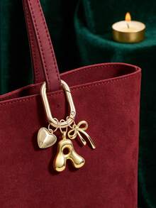 金色泡泡字母 A-Z 钥匙扣,可爱字母吊坠配心形蝴蝶结,闪亮金属字母钥匙扣,个性化包包挂饰,手提包背包钥匙圈配件,适合日常使用、旅行、上学、购物,送给女孩、青少年、女性、朋友的礼物,非常适合情人节、生日、圣诞节、节日 - 彩色 - 查看 6