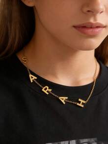 Dây chuyền chữ cái đầu nhỏ bằng vàng 18K, mặt dây chuyền tên in hoa "Yours Story", mặt dây chuyền hình trái tim nhỏ, quà tặng ngày Valentine. - Nhiều màu 19 - Xem 2