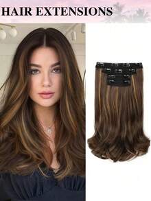 4pcs/Set 14-Inch Short Layered Clip-In Hair Extensions, Invisible Lace Hairpieces, Natural Soft Synthetic Material, For Women - Multicolor - View 18