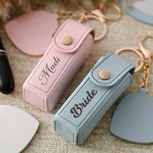Customized Text Logo Portable Lipstick Case With Heart Shaped Mirror, Cute Minimalist Keychain Gift For Mom/Lover - Heart Shape - View 8