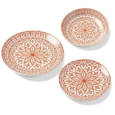 1/2pcs 10.5in/8in Flat Plate/Soup Plate, Glossy Glazed Ceramic Dinnerware, Microwave/Dishwasher/Oven , Exotic Mandala Geometric Pattern Round Flat Plate, Smooth Rounded Rim, Easy To Clean And Durable, Versatile Serving Plate For Steak, Pasta, Pizza, Salad, Main Dish Sharing, Home Daily Dining, Party Gathering, Tabletop Decor, All Season
