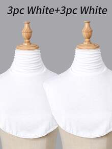 1pc/2pcs Women Elegant Solid Color Pleated Detachable Collar, Comfortable Skin-Friendly Turtleneck Dickey Shirt Collar, Minimalist Undershirt, Suitable For Daily Wear - 2-piece Elastic Collar - View 38