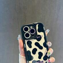 1 pieza funda de teléfono de moda, con colgante negro, diseño de patrón de vaca en blanco y negro, compatible con Apple  11 Pro Max, 12 Pro Max, 13 Pro Max, 14 Pro Max, 15 Pro Max, 16 Plus, 16 Pro Max,  Galaxy S21, S22, S23, S24 Ultra, Redmi Note 13, 14,  Pura 70, OPPO Reno 11, Honor X9,  Pixel 7. Material resistente a golpes, agua y arañazos, ideal para el Día de San Valentín. - Negro - Ver 6