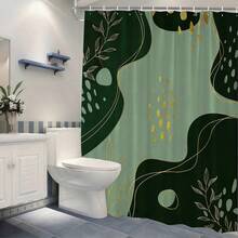 Jagdgrün & Gold mittelalterlich-moderner Stil Boho Duschvorhang Set mit Kunststoffhaken, Badezimmer Dekoration & Accessoires - Verschiedenfarbig - Übersicht 3