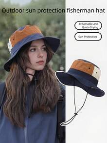 Colorblock Outdoor Sunscreen Bucket Hat, Breathable Quick-Dry For Camping Hiking Cycling, Women Spring Summer,Beach,Travel - Fisherman's Hat - View 7