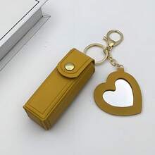 Customized Text Logo Portable Lipstick Case With Heart Shaped Mirror, Cute Minimalist Keychain Gift For Mom/Lover - Heart Shape - View 19