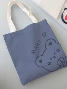 1pc Children's Customizable Name/Text Cartoon Animal Print Casual Tote Bag, Shoulder Bag, Shopping Bag, Reusable Fashion Backpack, Multi-Functional Shoulder Bag Shopping Bag - Multicolor - View 7