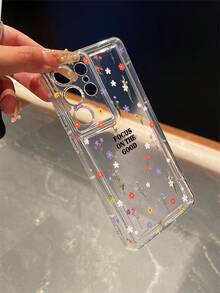 1个字母花卉图案，带气囊透明防摔手机保护壳，TPU材质，适合作为男女节日礼物，兼容三星手机 - 無色 - 查看 3