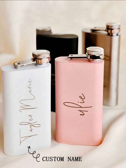 1pc Customized Stainless Steel Square Flask, Suitable For Men, Black, Ideal For Bachelor Party, Groomsman Gift, Wedding Party Gift, Reusable, Exquisite Vintage High-Quality, Personalized, Unique Ideal Gift For Him/Her, Family And Friends, Easy To Clean, Suitable For Alcohol, Whiskey, Wine, Home, Kitchen, Outdoor