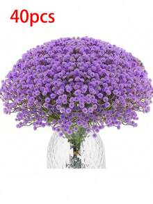 20/10/1 支人造满天星，约 11 英寸/28 厘米长，适用于桌面装饰、情人节、母亲节礼物、新娘捧花、生日、毕业典礼、派对、送她的礼物、家居装饰、房间装饰、DIY 花束、情人节鲜花、浴室装饰、花园装饰、婚礼、母亲节等场合。 - 紫色 - 查看 11