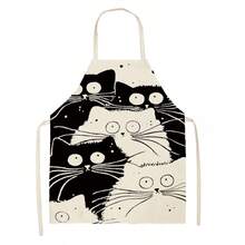 亚麻无袖围裙，挂脖式，防污耐用厨房罩衫 - A - 查看 7