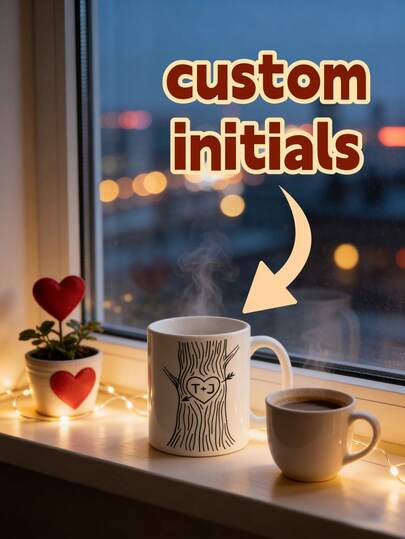 1pc Custom Valentine's Day Ceramic Mug, Personalized With Text For Everyday Use And Special Occasions
