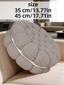 1pc Realistic Cream-Filled Cookie Cushion, Light Gray, Soft Lamb Fleece Material, Cute Atmosphere Seat Cushion For Living Room, Bedroom, Sofa, Window, Plump And Soft Chair Pad, Great Gift - Light Grey - View 2