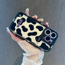 1 pieza funda de teléfono de moda, con colgante negro, diseño de patrón de vaca en blanco y negro, compatible con Apple  11 Pro Max, 12 Pro Max, 13 Pro Max, 14 Pro Max, 15 Pro Max, 16 Plus, 16 Pro Max,  Galaxy S21, S22, S23, S24 Ultra, Redmi Note 13, 14,  Pura 70, OPPO Reno 11, Honor X9,  Pixel 7. Material resistente a golpes, agua y arañazos, ideal para el Día de San Valentín. - Negro - Ver 5