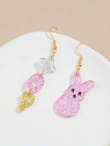 1 Pair Fashionable European & American Easter Bunny Earrings, Suitable For Holiday Parties - Multicolor - View 1