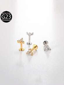 1件 G23 钛金属内螺纹耳钉，耳骨钉，耳屏钉，唇钉，身体穿刺饰品，16G - 金色 - 查看 10