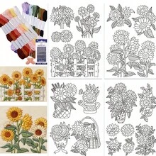 Sunflower Pattern Stick & Stitch Paper 18Pcs Water-Soluble Embroidery Stabilizer For Sewing Newbies - A - View 13