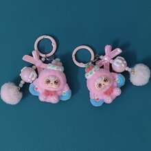 New Adult Unisex Cute Big Ear Flocked & Solid Zinc Alloy Plastic Keychain, Fashion Cartoon Accessory Bag Charm Key Chain - Multicolor - View 7