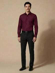 pthirillo Men's Tailored Slim Fit Executive Dress Pants, Smart Casual Style, Oxford Polyester Fabric, Classic Formal, Lightweight And Refined - 黑色的 - 查看 2
