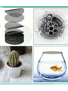 100片圆形排水孔网垫，适用于花盆，防止土壤流失和积水，植物排水网垫，花园草坪土壤保护和排水保护，盆底网垫，陶瓷深灰色防漏超大直径透气防虫塑料圆形网，盆栽植物盆底网垫，园艺用品 - A - 查看 5