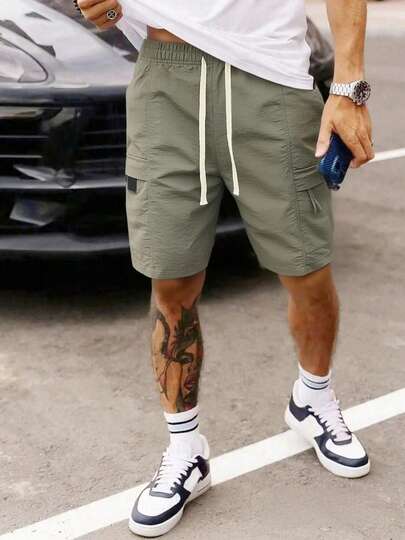 Men's Multi-Pocket Cargo Shorts, Casual Daily Wear, Commuting, Streetwear, Outdoor Sports