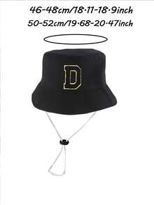 1 Pc A-Z Letter Sun Hat Toddler Boys Girls Bucket Hat Sun Protection Kids Bucket Hat Outdoor Hat Baby Bucket Hat With Chin Strap - Black - View 11