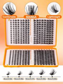 MEM 384/144pcs Individual Lashes Eyelash Book Clusters Extensions False Eyelash DIY At Home Cluster Eyelash Extensions Makeup, Suitable For Various Occasions Including Travel, Daily Wear (Suitable For Beginners), Weddings, Dates, Parties, Holidays, Especially Suitable As A Gift - 黑色 - 查看 2