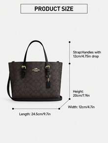 Coach Mollie Tote Shoulder Bag Monogram Canvas Women's Handbag Large Capacity Crossbody Purses 2way Commuter Bag - Walnut and Black - View 8
