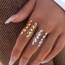 2pcs/1pc Minimalist Geometric Smooth Stainless Steel Ring Set, Holiday Gift/Versatile Daily Wear - Multicolor - View 5
