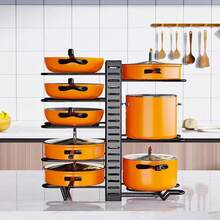 Aimall Multi Layer Storage Rack For Pots, Kitchen Pot Lid Rack, Adjustable Pot Rack, Storage Rack, Vertical Multifunctional Countertop Storage Rack - Black - View 2