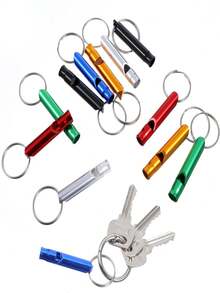 2/6/8pcs Aluminum Alloy Emergency Whistle With Hook, Outdoor Camping Hiking Fishing Hunting Survival Distress Whistle - Multicolor - View 2