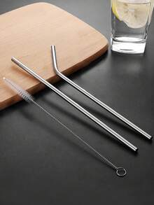 1/2/3/6 piezas Pajitas de metal de acero inoxidable reutilizables y extensibles con cepillo de limpieza, aptas para vasos de 30/40 onzas, alternativa a las pajitas de plástico - Multicolor - Ver 3