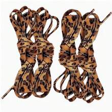 1 Pair Leopard Print Flat Shoelaces (2pcs), Animal Pattern Sneaker & Canvas Shoe Replacement Laces, Durable Trapezoidal Design Suitable For Men & Women, 39 Inch Length, Tear-Resistant Casual Wear, 10 Specifications Available - Multicolor - View 10