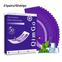 Tiras blanqueadoras de dientes de color púrpura + Adhesivo seco PAP+, Blanqueamiento de dientes, Tiras blanqueadoras, Limpieza profunda, Cuidado oral, Tiras blanqueadoras, Aliento fresco, Tiras blanqueadoras, Adecuado para viajes y uso en el hogar, Blanqueamiento púrpura, Adhesivo seco - Morado + PAP + Adhesivos secos + Tiras blanqueadoras de dientes - Ver 12