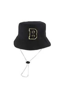 1 Pc A-Z Letter Sun Hat Toddler Boys Girls Bucket Hat Sun Protection Kids Bucket Hat Outdoor Hat Baby Bucket Hat With Chin Strap - Black - View 6