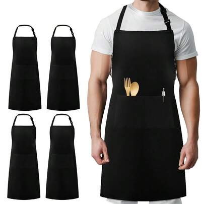4 Schürzen Kochschürze Gastro Schürze Unisex Latzschürze Grillschürze Kellner Küchenschürze