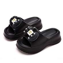 ASOFTER Sandal Wanita Elegan Modis Terbaru Musim Panas, Sandal Sol Tebal dengan Hiasan Gesper Telinga Kelinci, Cocok untuk Musim Mekar Bunga Sakura, Musim Wisuda, Hari Valentine - Hitam - View 10