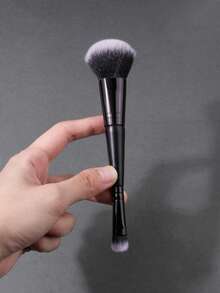 1PC Double-Ended Blush & Eyeshadow Brush Soft Fluffy Easy Blending For A Natural Look Daily Makeup - Black - View 6