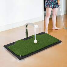 SanBouSi Golf Swing Trainer With 360° Auto-Rotating Ball Return, 5 Adjustable Heights & Realistic Turf Mat - Indoor/Outdoor Practice For All Clubs, Home Office Use - 綠色,白色,銀色 - 查看 11