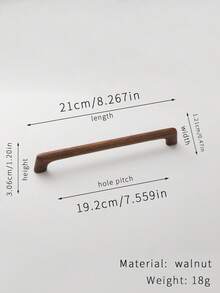 1pc Solid Wood Cabinet/Drawer Pull Handle, Wardrobe Closet Arched Wooden Door Knob, Modern Minimalist - Walnut Wood - View 11