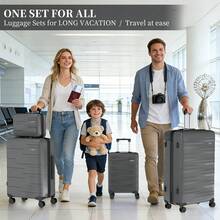 YSTYLE 4-Piece Hardside Luggage Set (12/20/24/28 Inches), With Scratch-Resistant And Impact-Resistant ABS Shells, Spacious Design And Four 360-Degree Spinner Wheels - Dark Grey - View 2