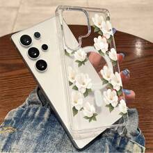 Funda para teléfono: Funda dura transparente con patrón floral vintage de flor de magnolia, gruesa y a prueba de golpes, con soporte de anillo magnético y carga inalámbrica para Galaxy S25 Edge S24 S23 Plus FE S22 Ultra A14 A15 A16 A35 A36 A54 A56 NOTE 21 Ultra - transparente - Ver 5